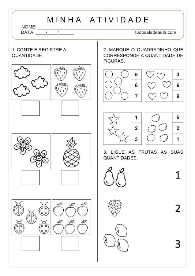 Atividades de contar educação infantil