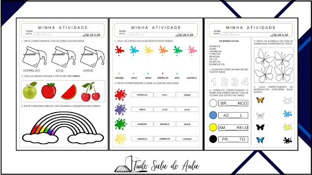 atividade sobre as cores para educação infantil