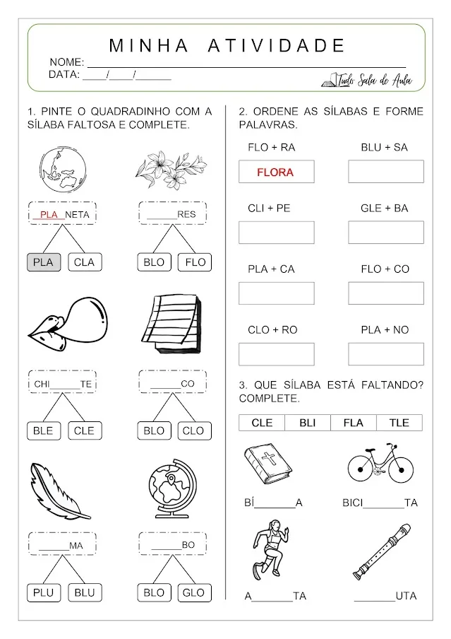 atividade sílabas complexas