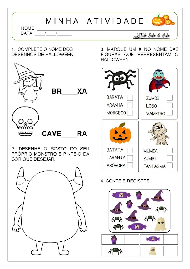 atividade halloween educação infantil