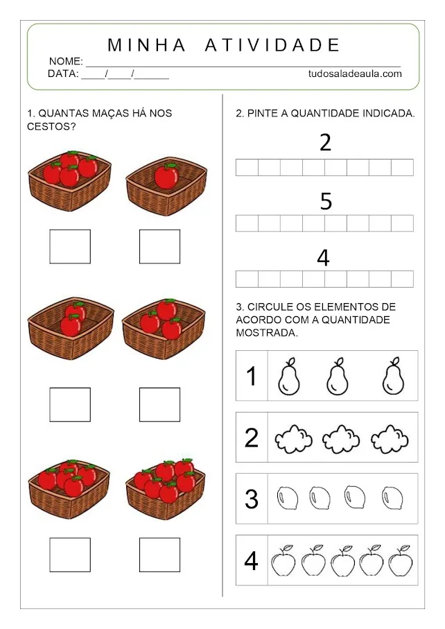 Atividades de contar educação infantil