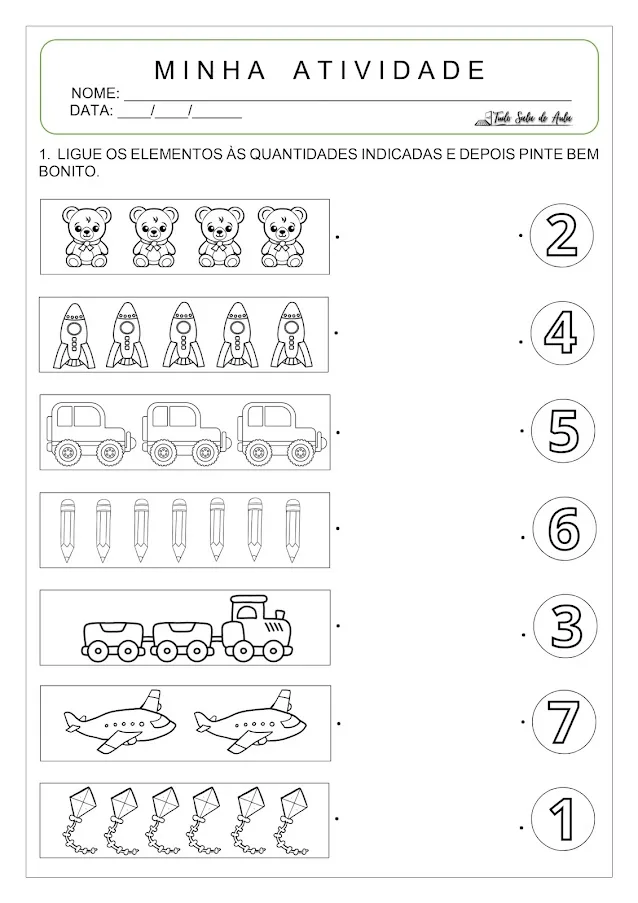 Atividade de relacionar números