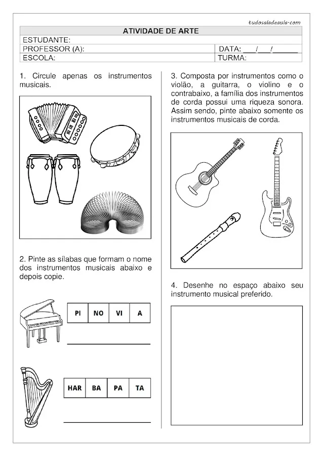 Atividade instrumentos musicais