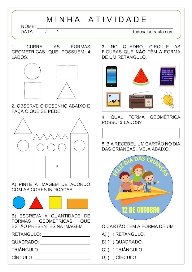 Atividade formas geométricas 1 ano