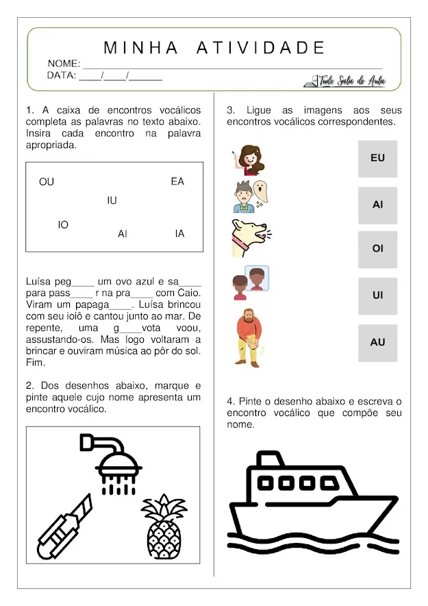 atividades de encontros vocálicos