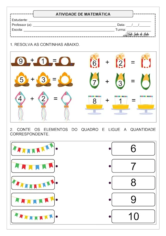 atividade festa junina matemática
