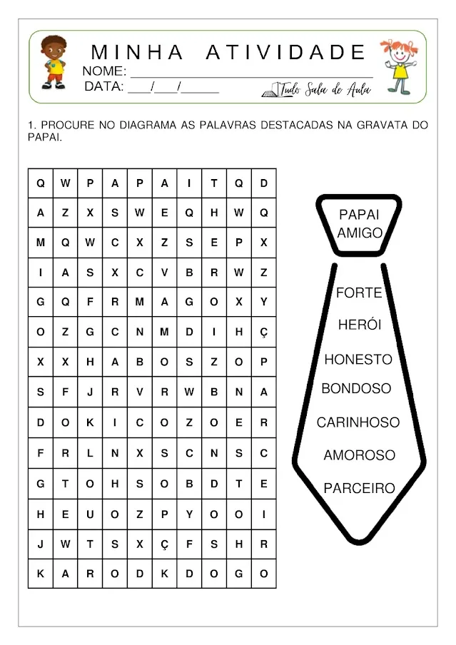 Atividade dia dos pais educação infantil