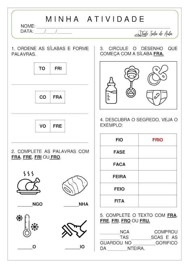 atividade sílabas complexas