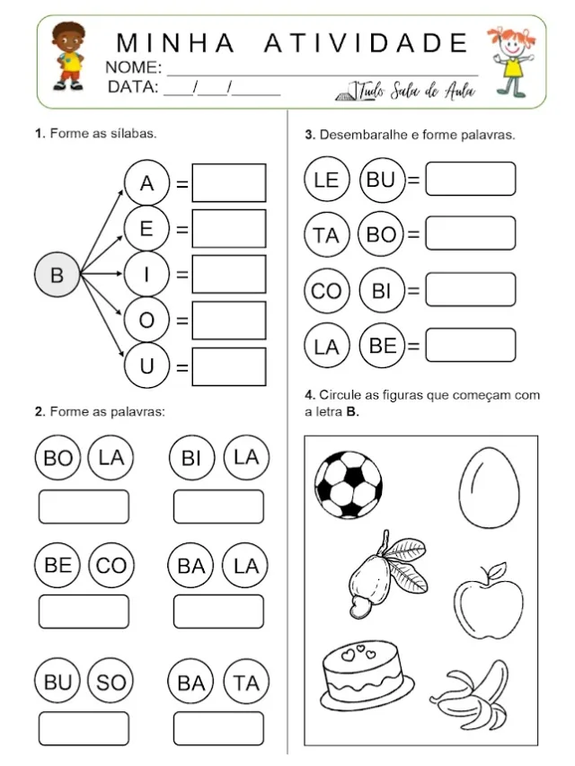 atividade de alfabetização 1 ano