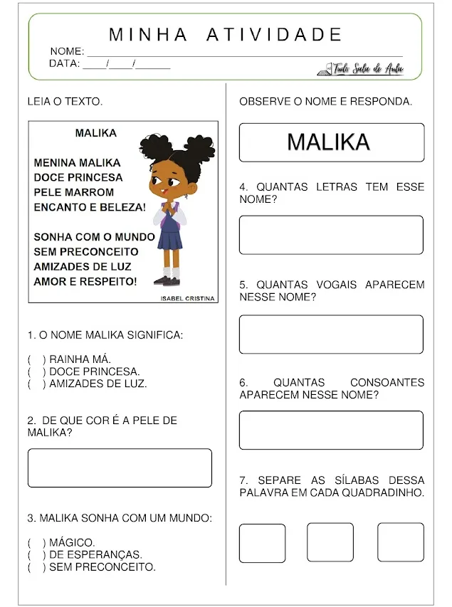 atividade sobre consciência negra educação infantil