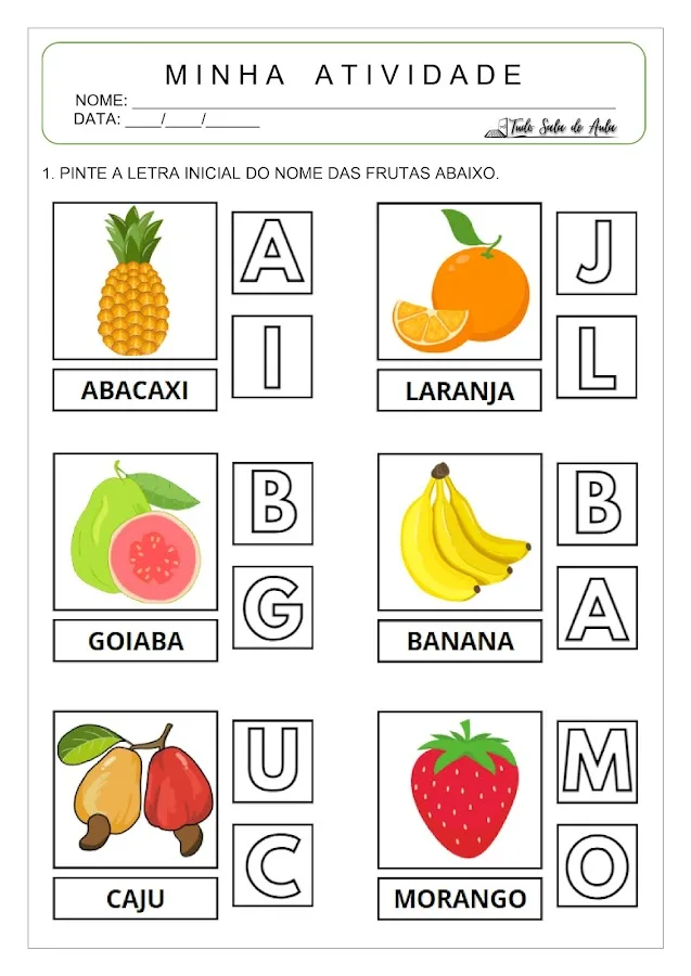 atividade frutas educação infantil