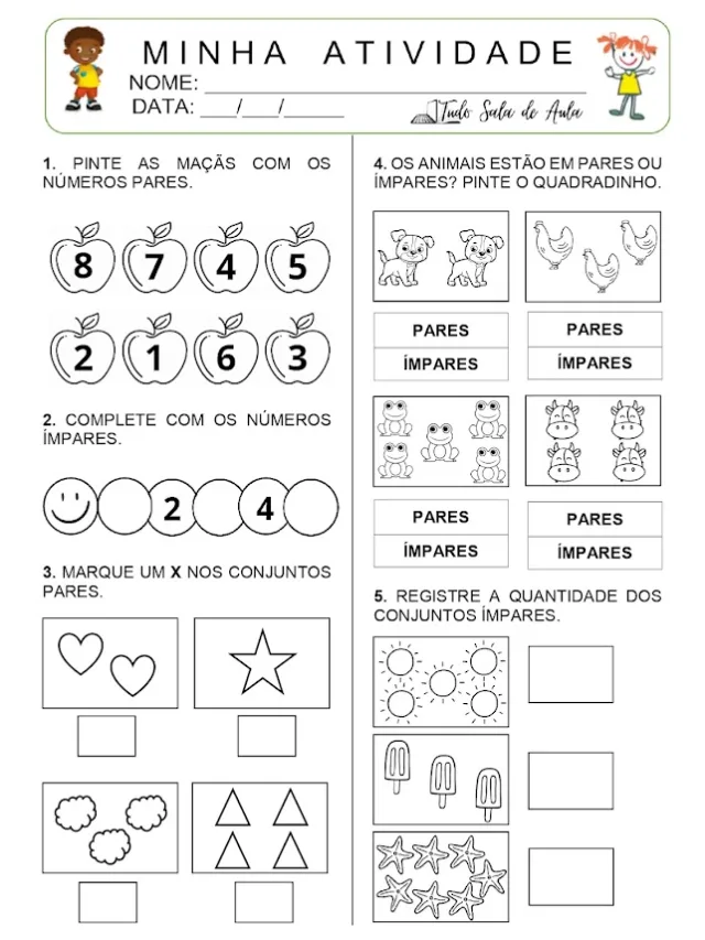 atividade sobre números pares e impares