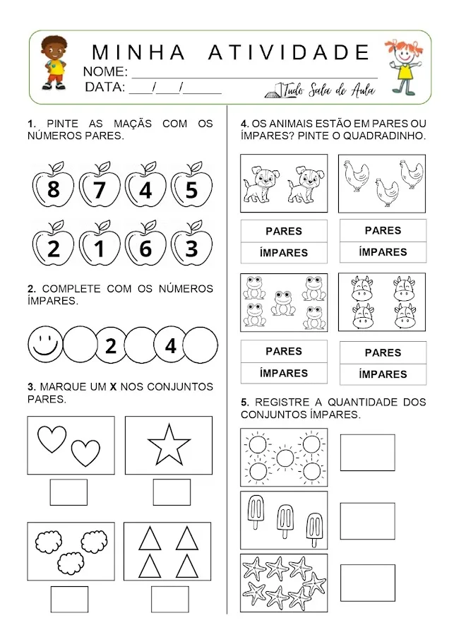 atividade sobre números pares e impares