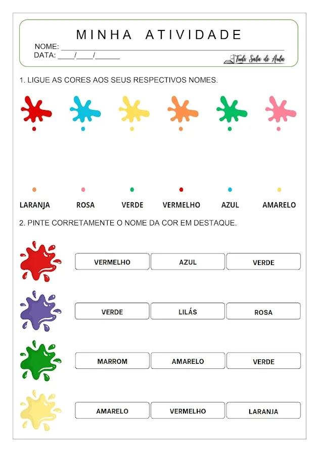 atividade sobre cores