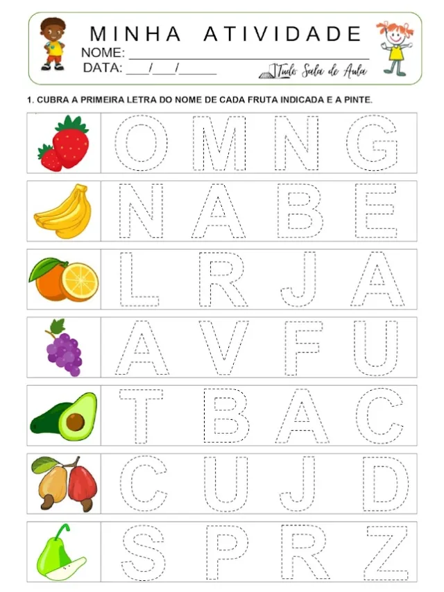 Atividade sobre as frutas para a educação infantil