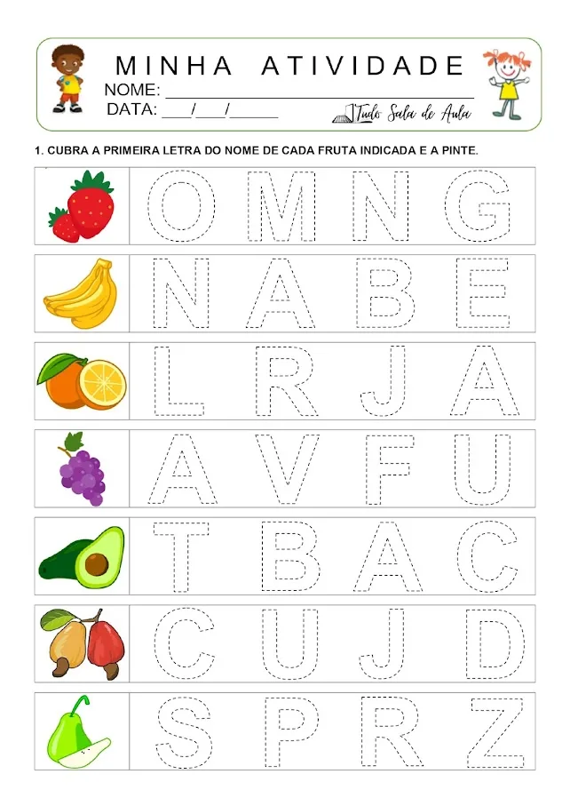 Atividade sobre as frutas para a educação infantil