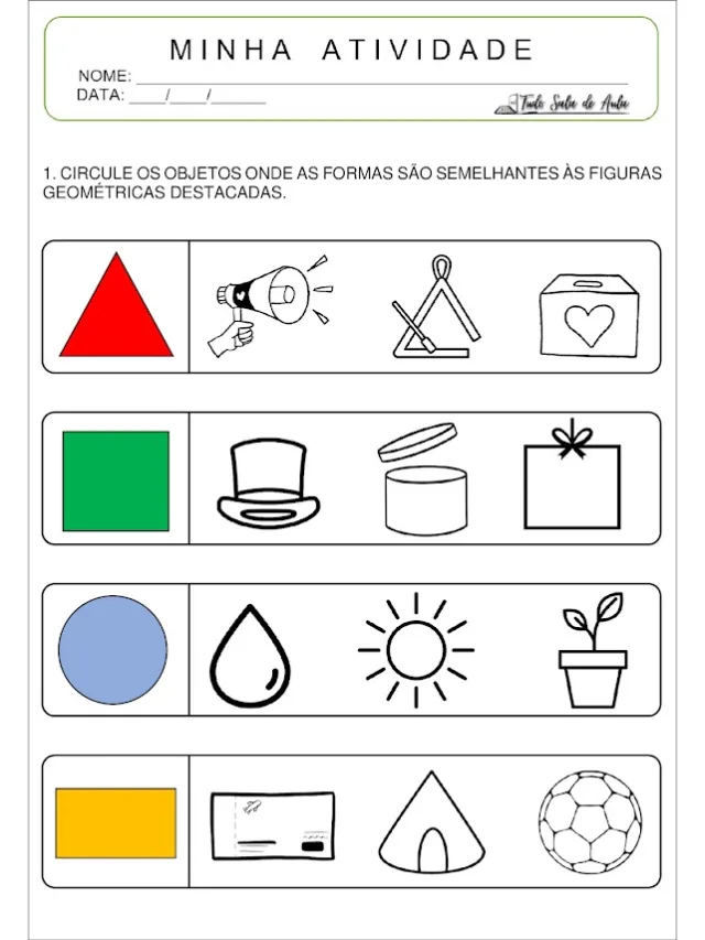 Atividade formas geométricas educação infantil