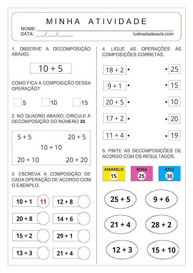 Atividade de composição e decomposição