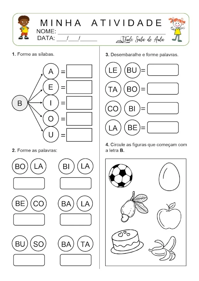 atividade de alfabetização 1 ano