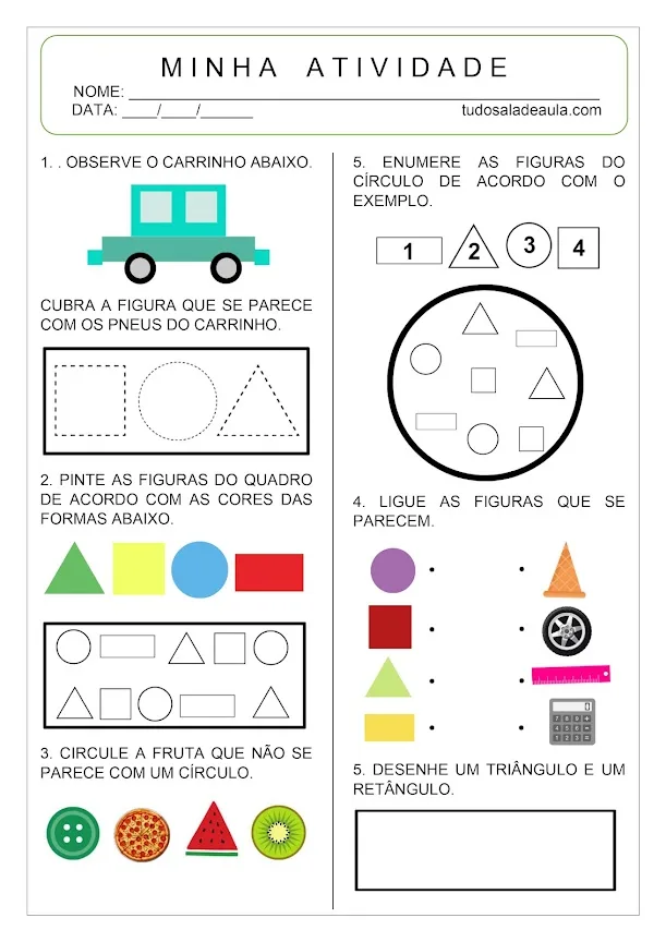 Atividade formas geométricas 1 ano