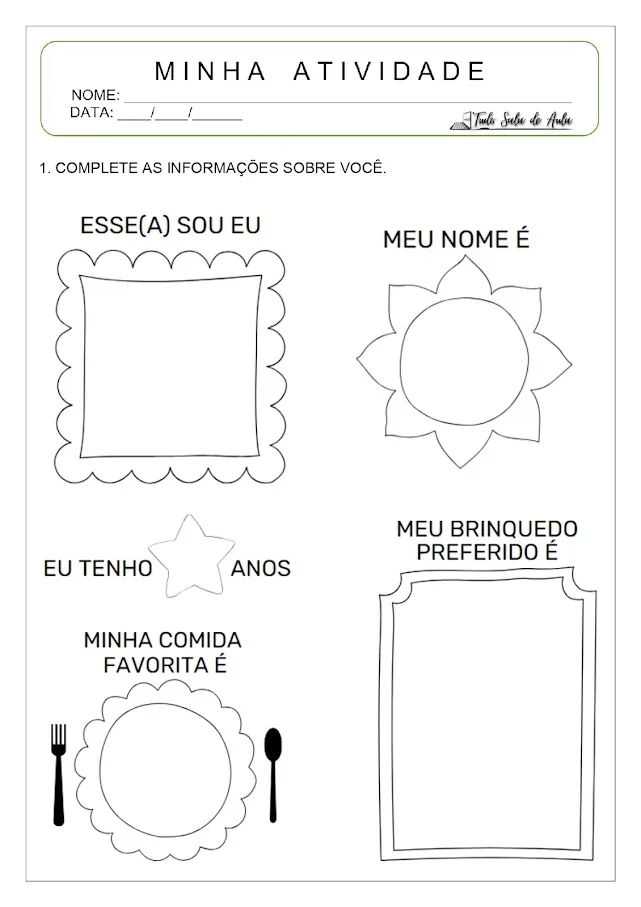 Atividade volta às aulas Educação Infantil