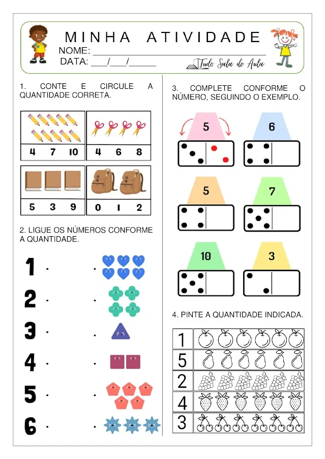 atividade com números e quantidades