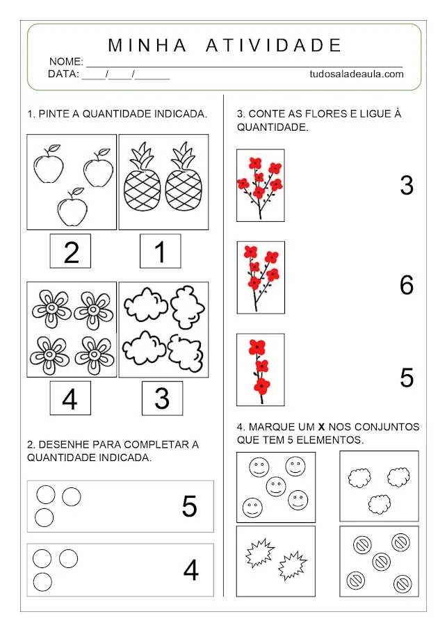 Atividades de contar educação infantil