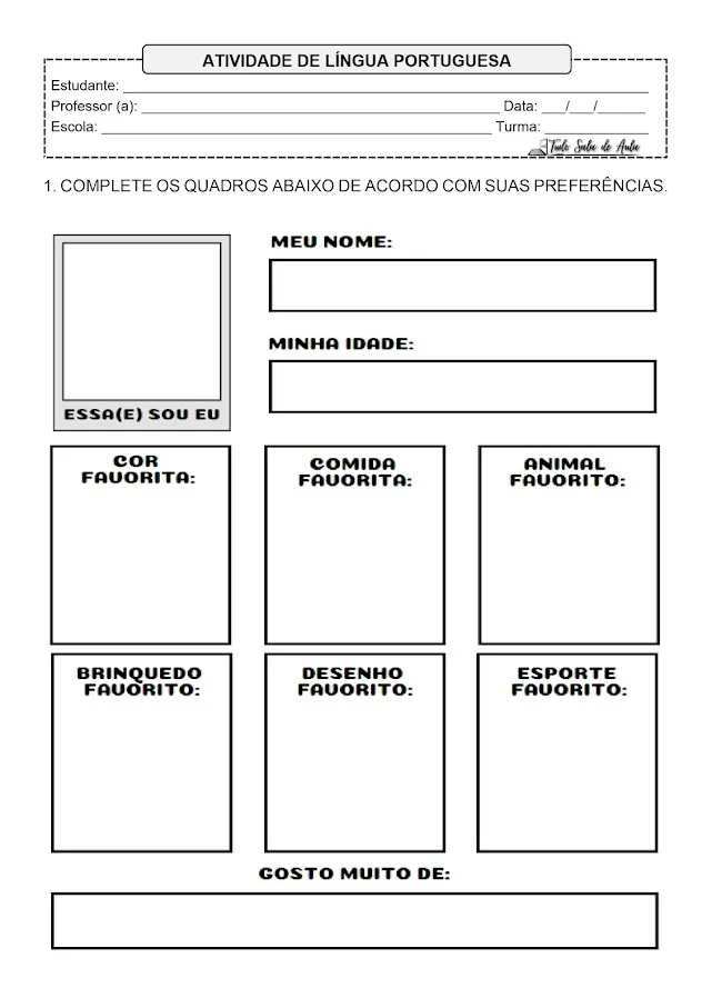 Atividades "Quem sou eu?" - 1º e 2º ano fundamental