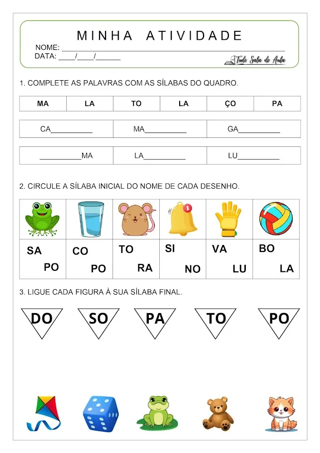 Atividades com Sílabas Simples para Alfabetização