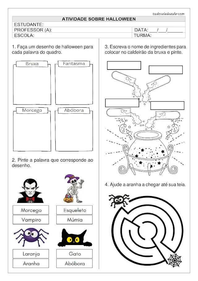 Atividade de Halloween para o 1º ano