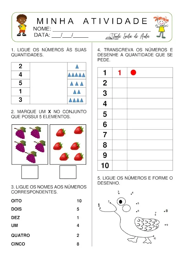 Atividade de Números Educação Infantil