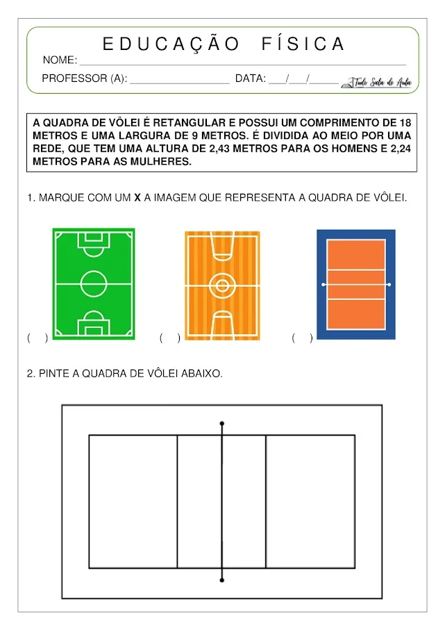 atividade de educação física 1 ano