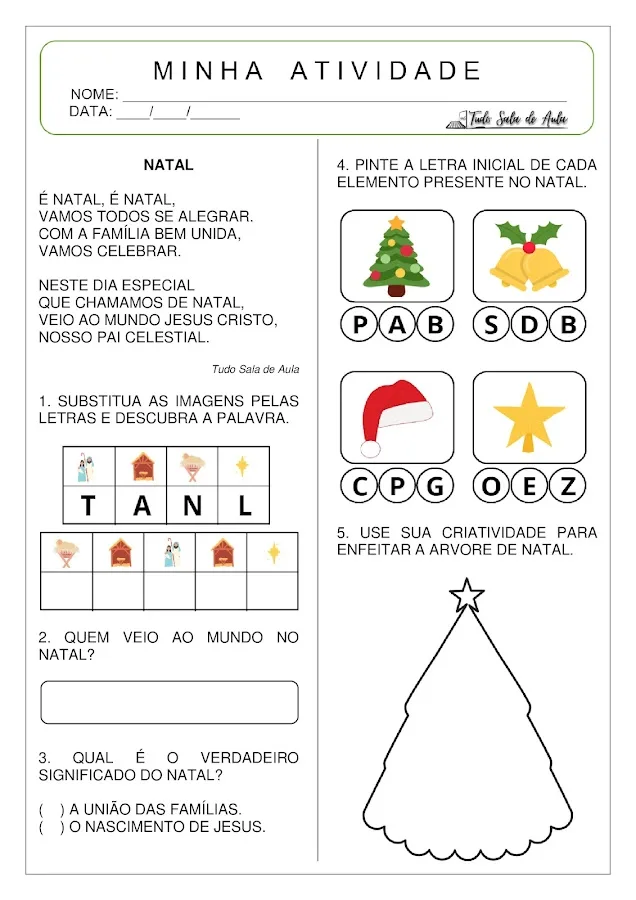 Atividade de natal educação infantil