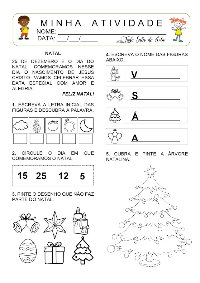 Atividade de natal para a educação infantil