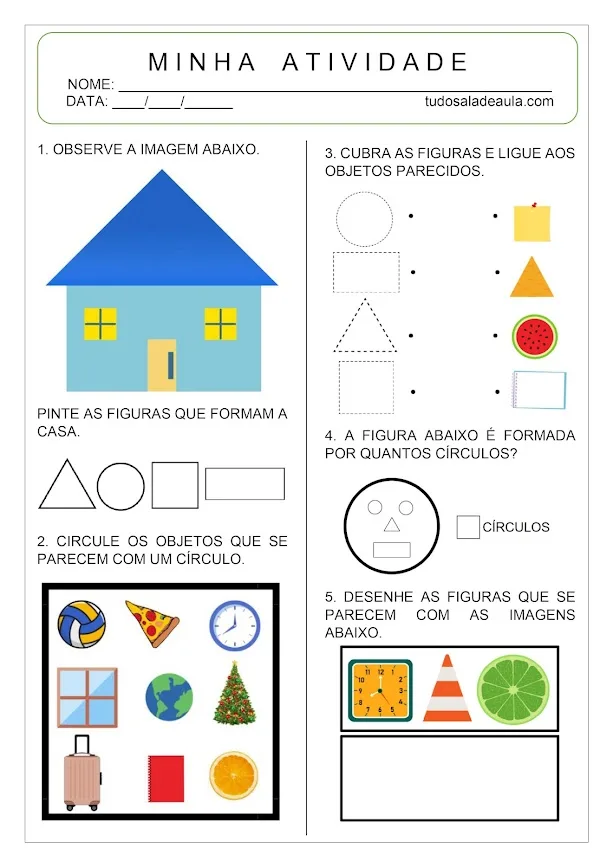 Atividade formas geométricas 1 ano