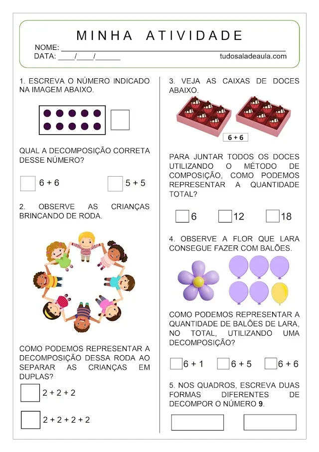 Atividade de composição e decomposição