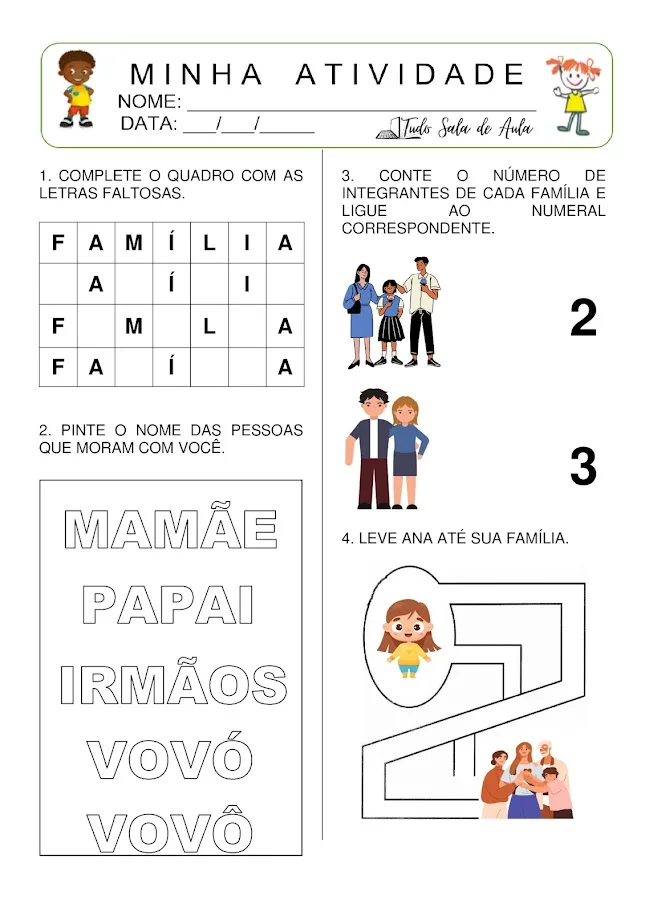 Atividade sobre família