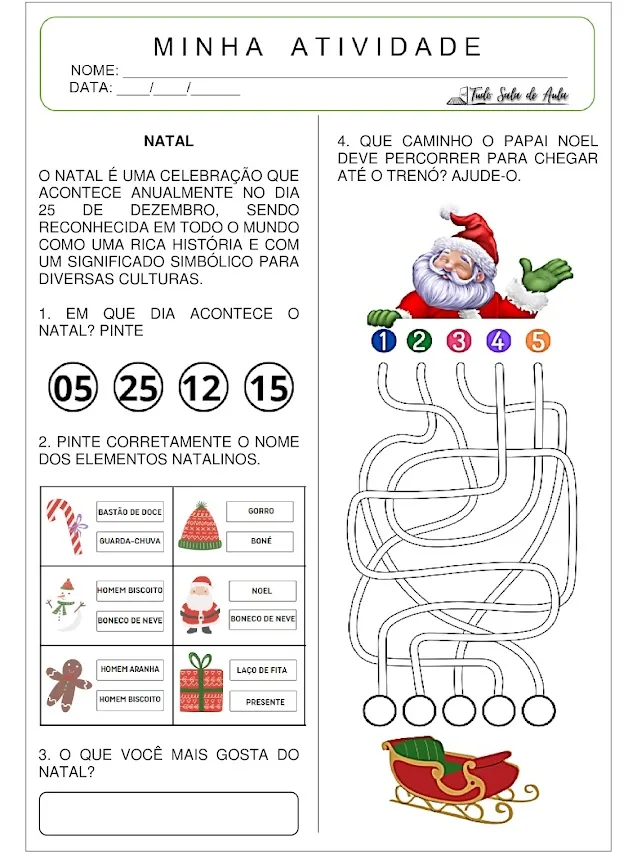 Atividade de natal educação infantil