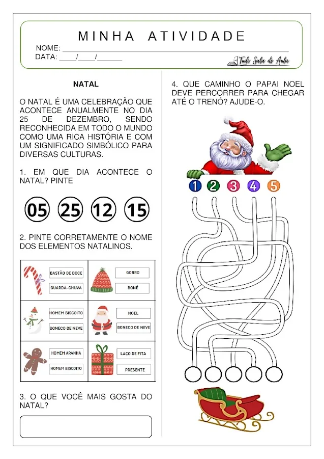 Atividade de natal educação infantil