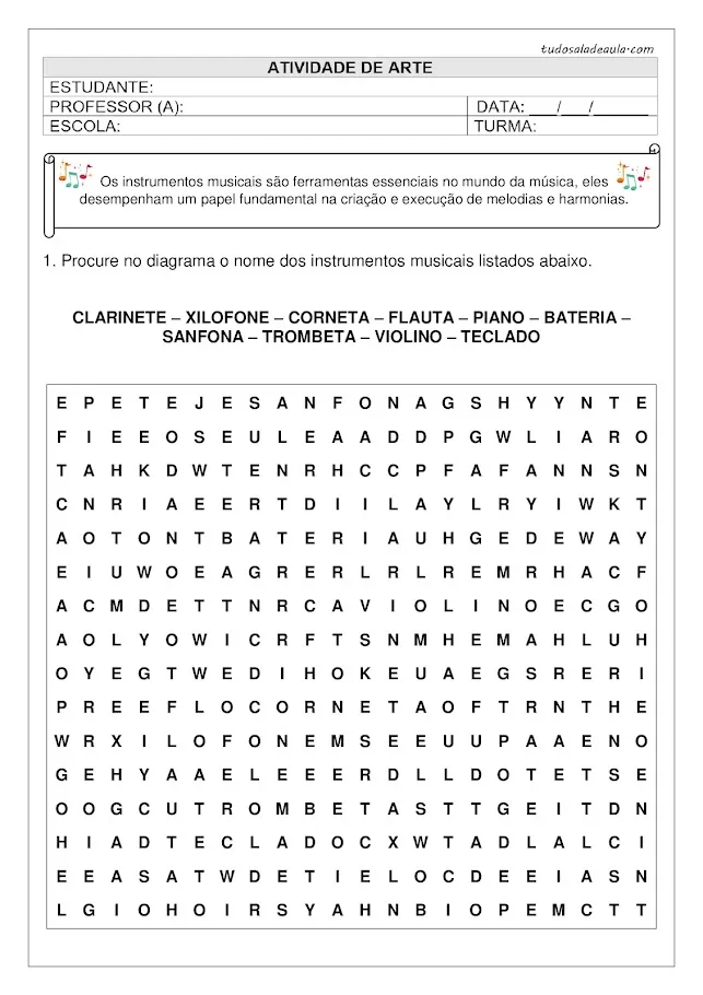 Atividade instrumentos musicais