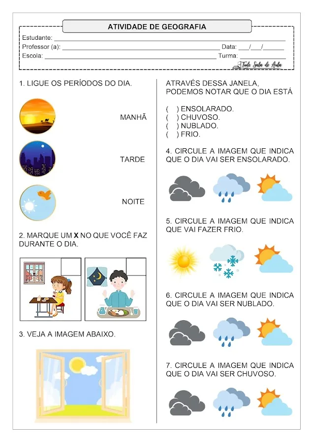 Atividade sobre ciclos naturais e a vida cotidiana