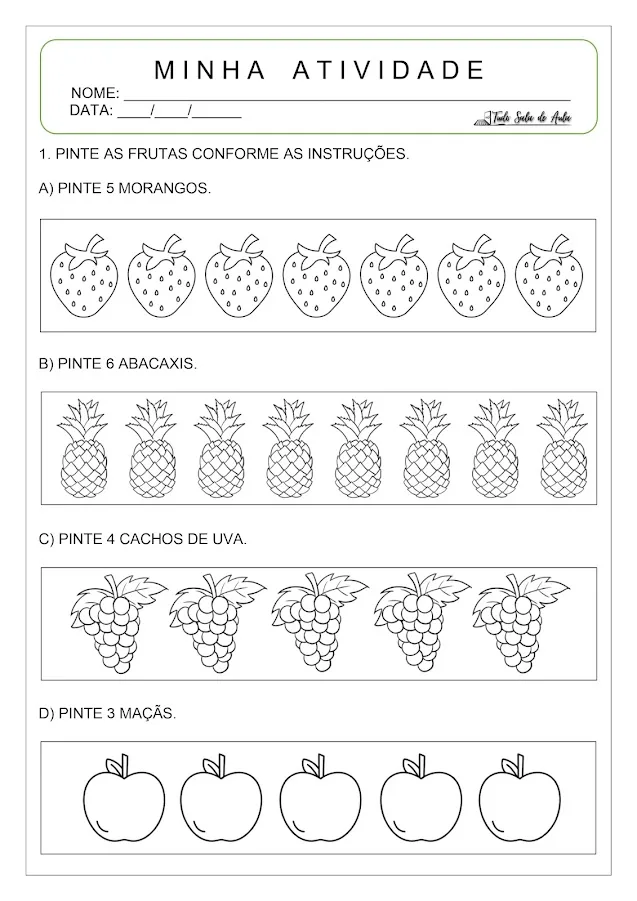 Atividade de relacionar números