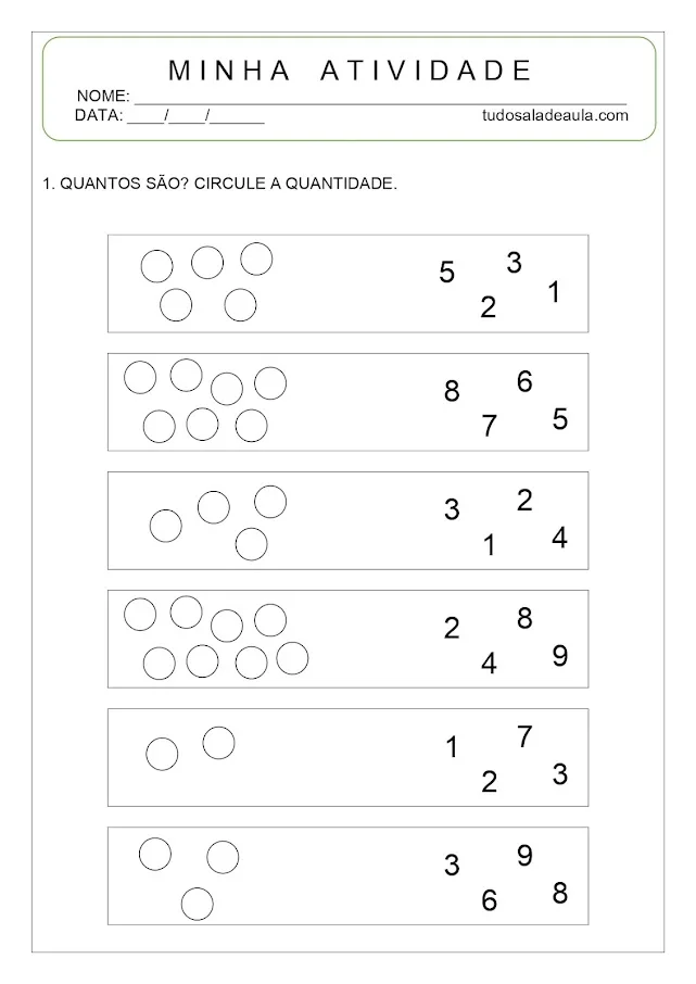 Atividades de contar educação infantil