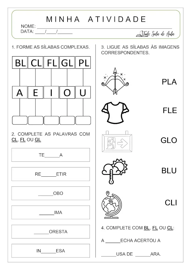 atividade sílabas complexas