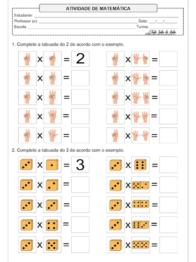 tabuadas para completar