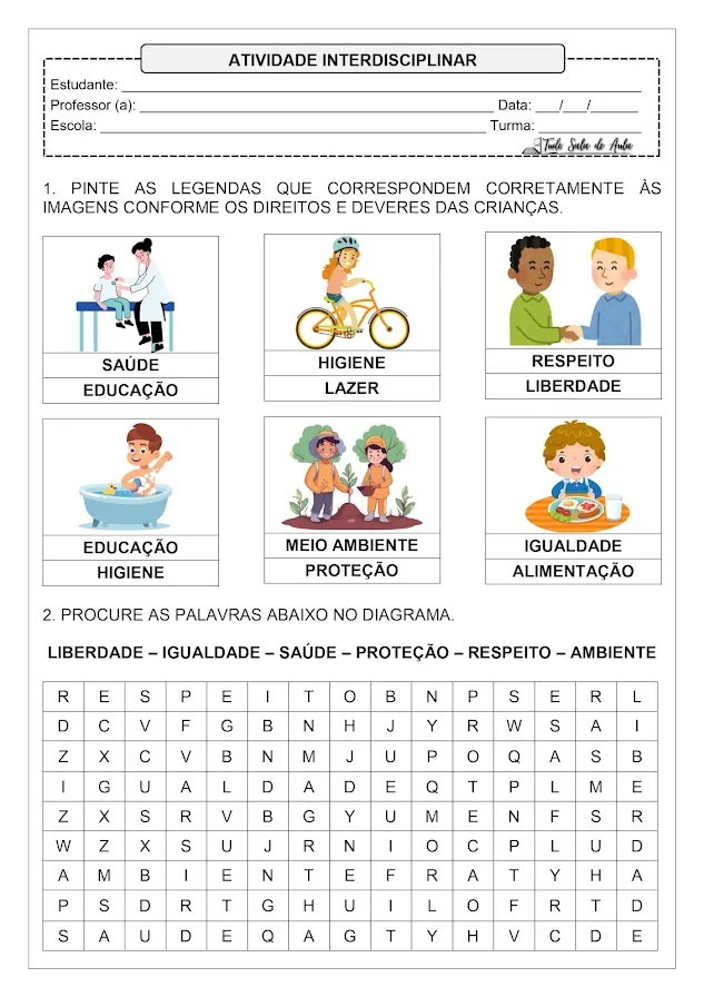 Atividades sobre Direitos e Deveres das Crianças