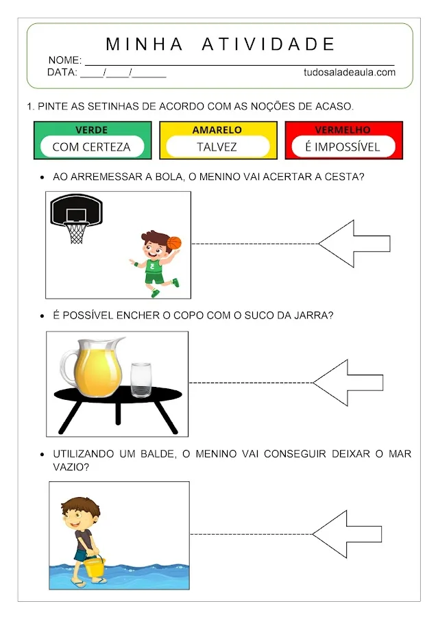 atividade sobre noções de acaso 1 ano