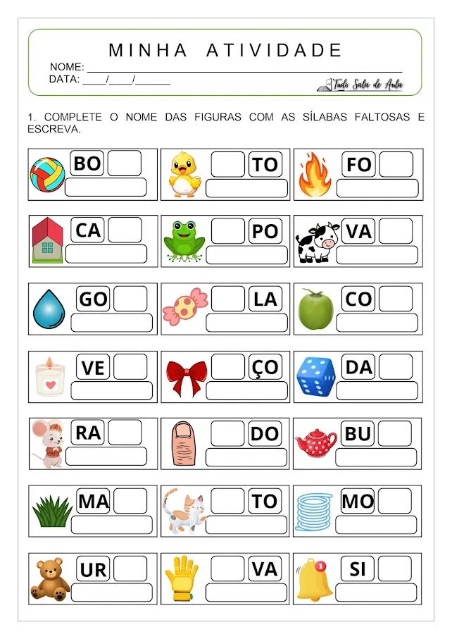 Atividades com Sílabas Simples para Alfabetização