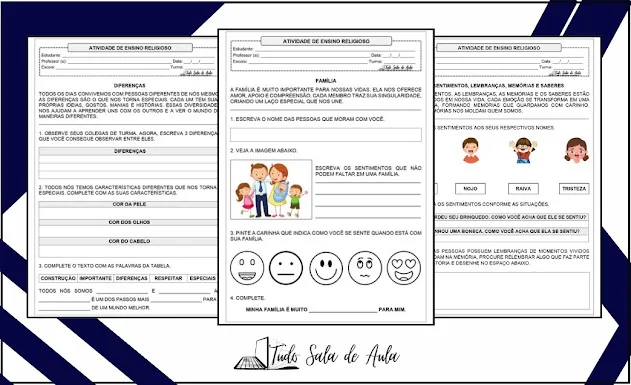 Atividades de Ensino Religioso para Imprimir - 1º e 2º ano fundamental