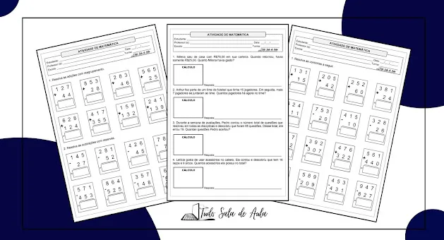 Contas de adição e subtração para 2° e 3° ano